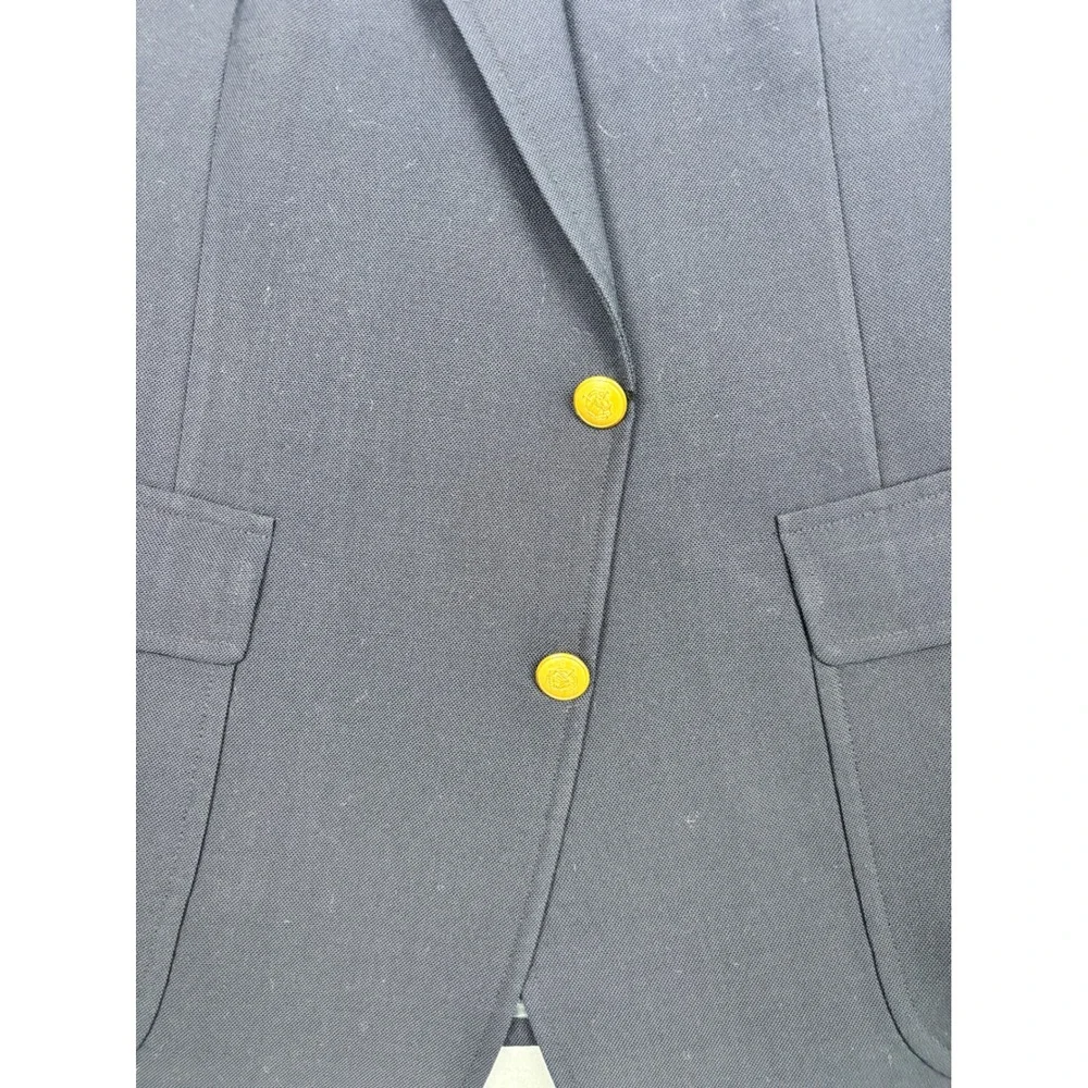 Chaps Ralph Lauren Mens Navy Blue 42R Blazer Gold Crest Buttons Hopsack Jacket